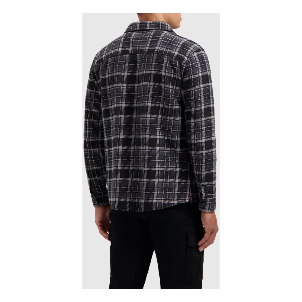 Pure Path Geruite Twill Overhemd Heren Zwart Black Heren