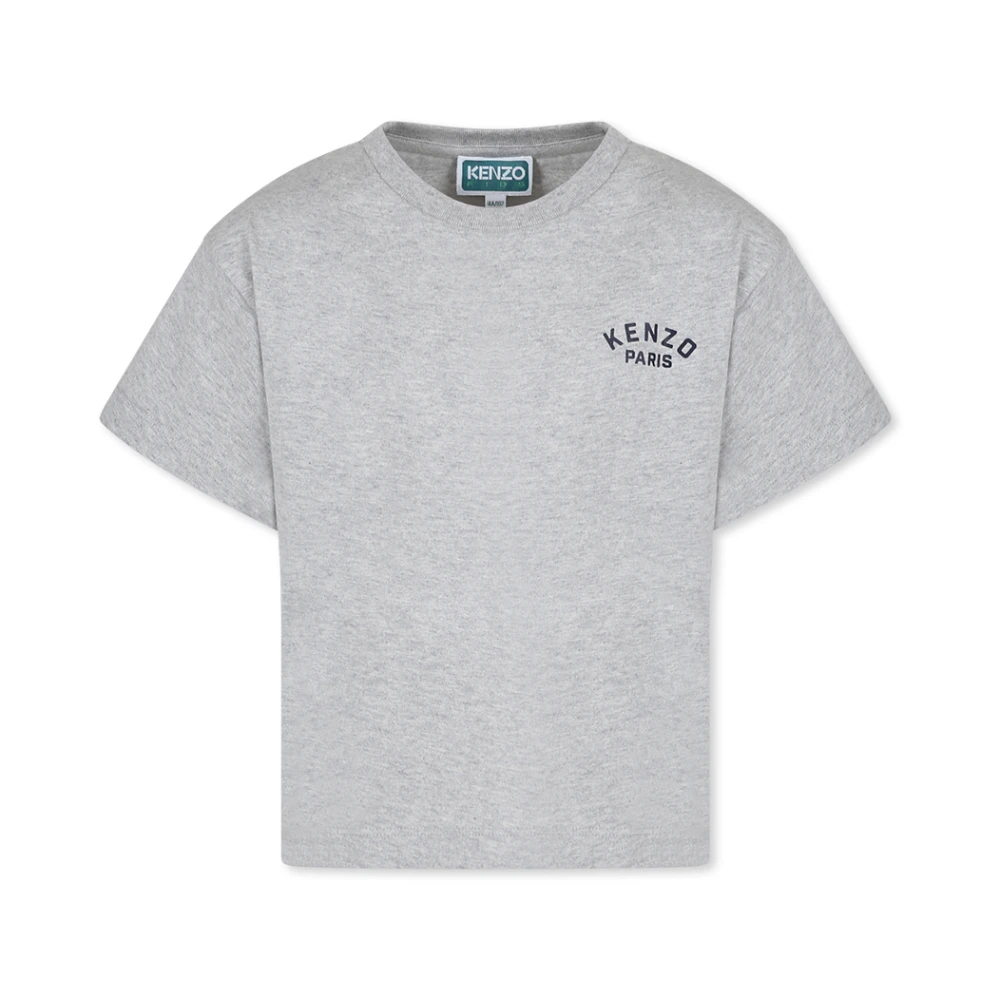 Kenzo Grå kortärmad T-shirt med Seigaiha-tryck Gray, Unisex