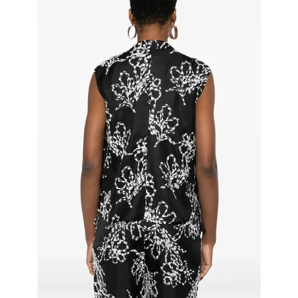 Loulou Studio Mouwloze V-hals Top Black Dames