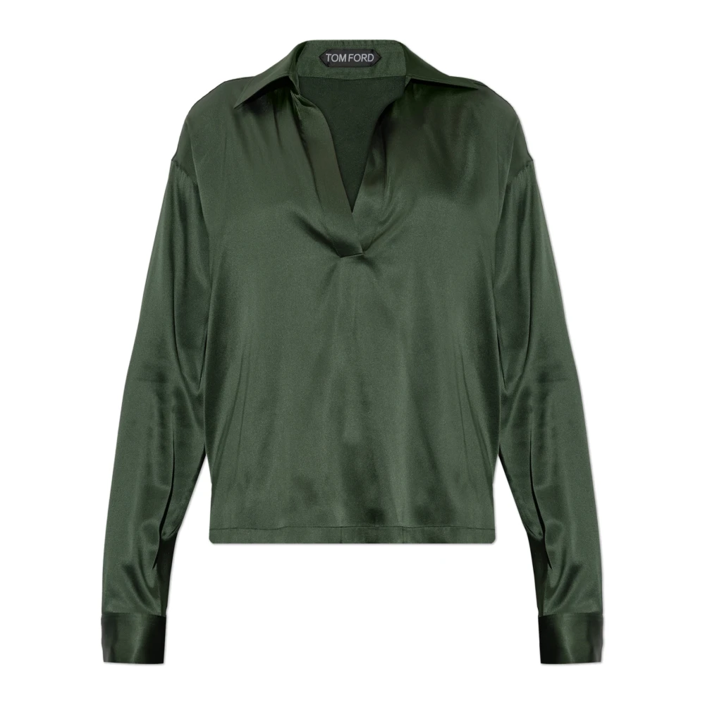 Tom Ford Women's Green Blouses, Xs, The Silk Shirt