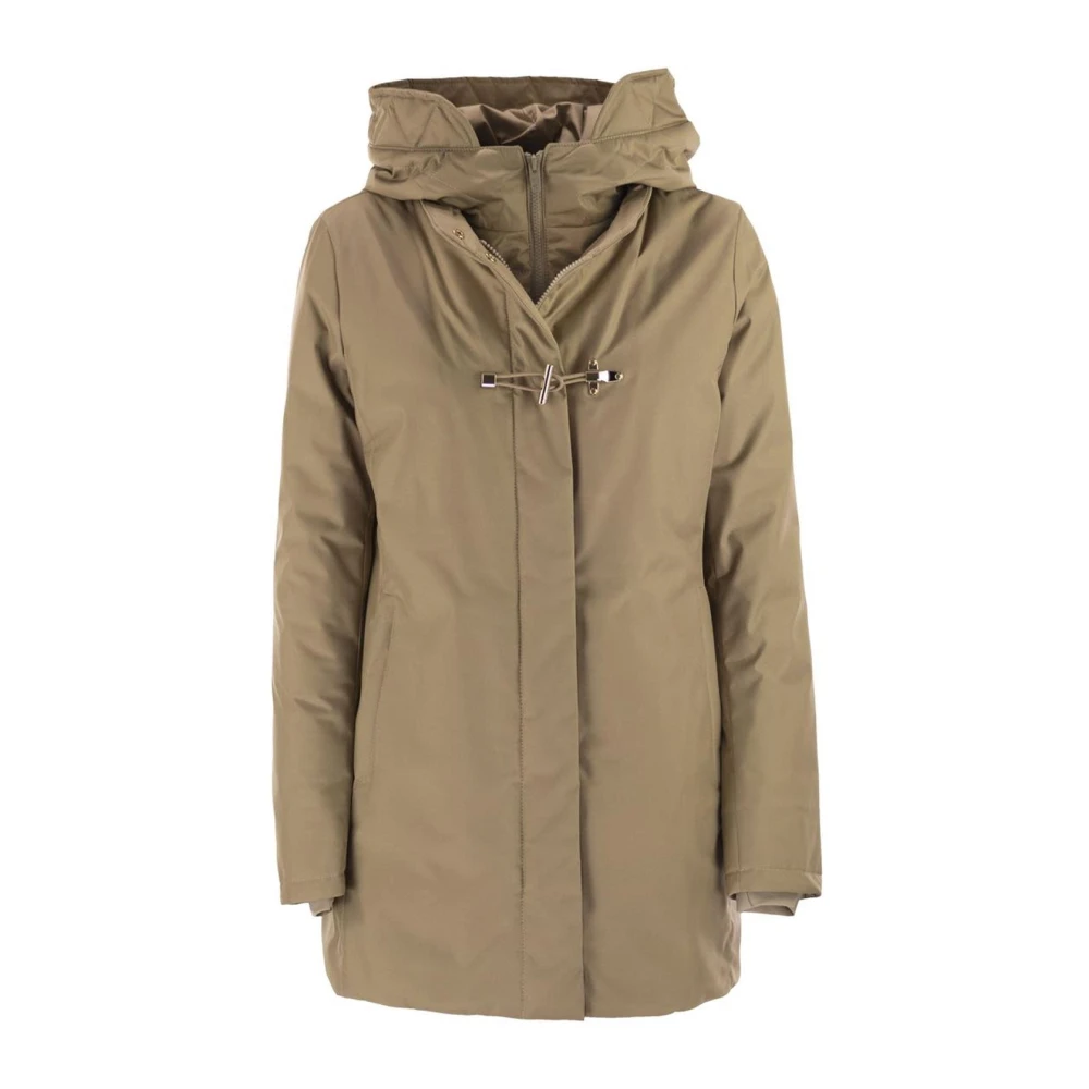 Fay Kvinno Brun Kappor & Rockar Dam, M, Polyester, Toggle Hooded Parka