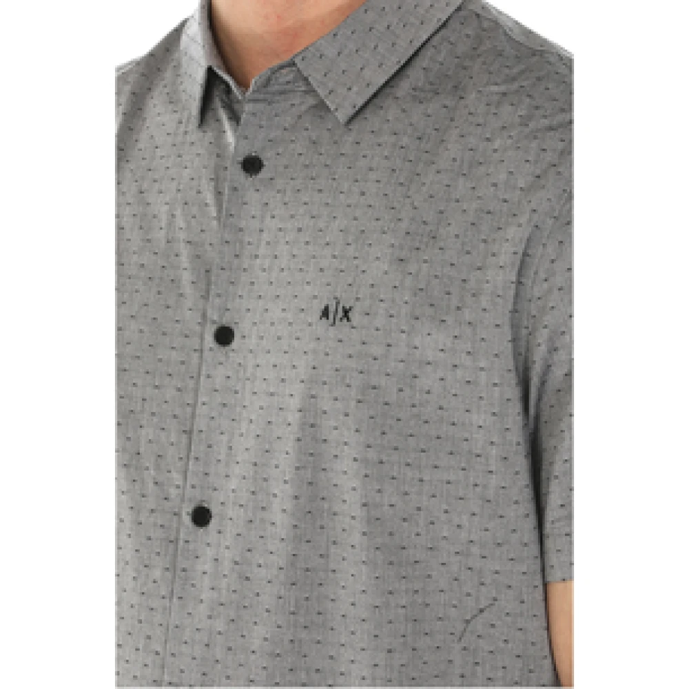 Armani Exchange Grijze korte mouw overhemd micro patroon Gray Heren