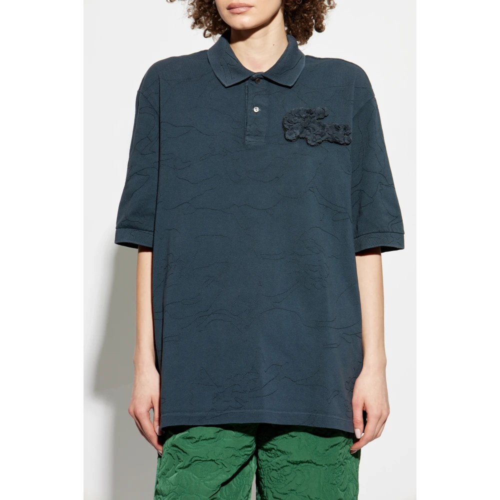 Lacoste Polo met afneembaar logo Blue Unisex