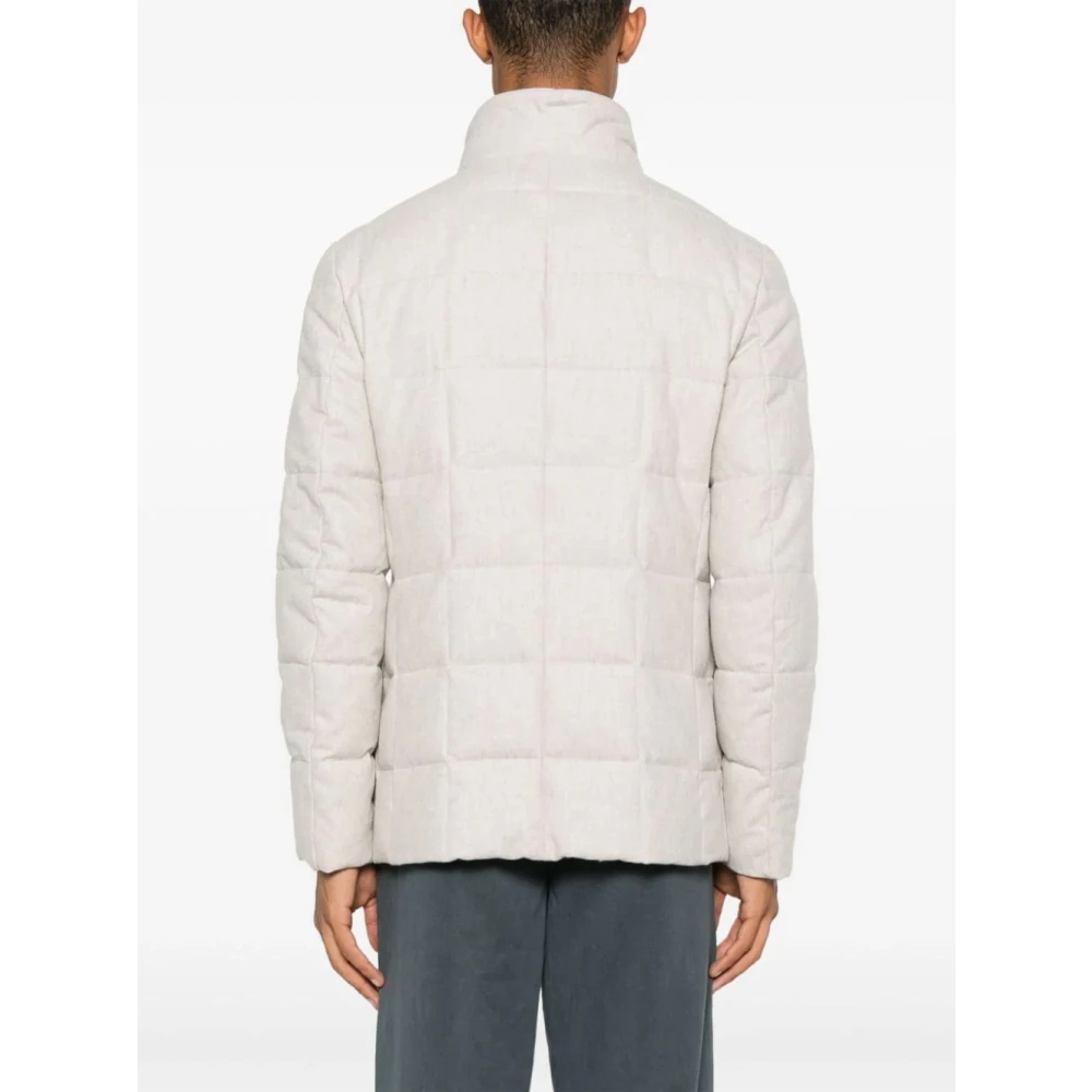 Fay Ivoor Pufferjas met Front Zip Beige Heren