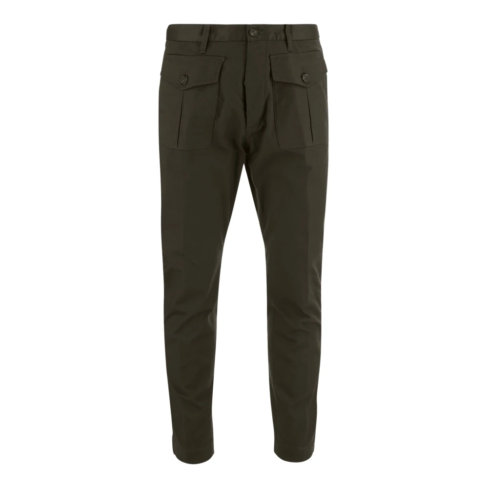 Dsquared2 Stretch Katoen Chino Broek Donkergroen Green Heren