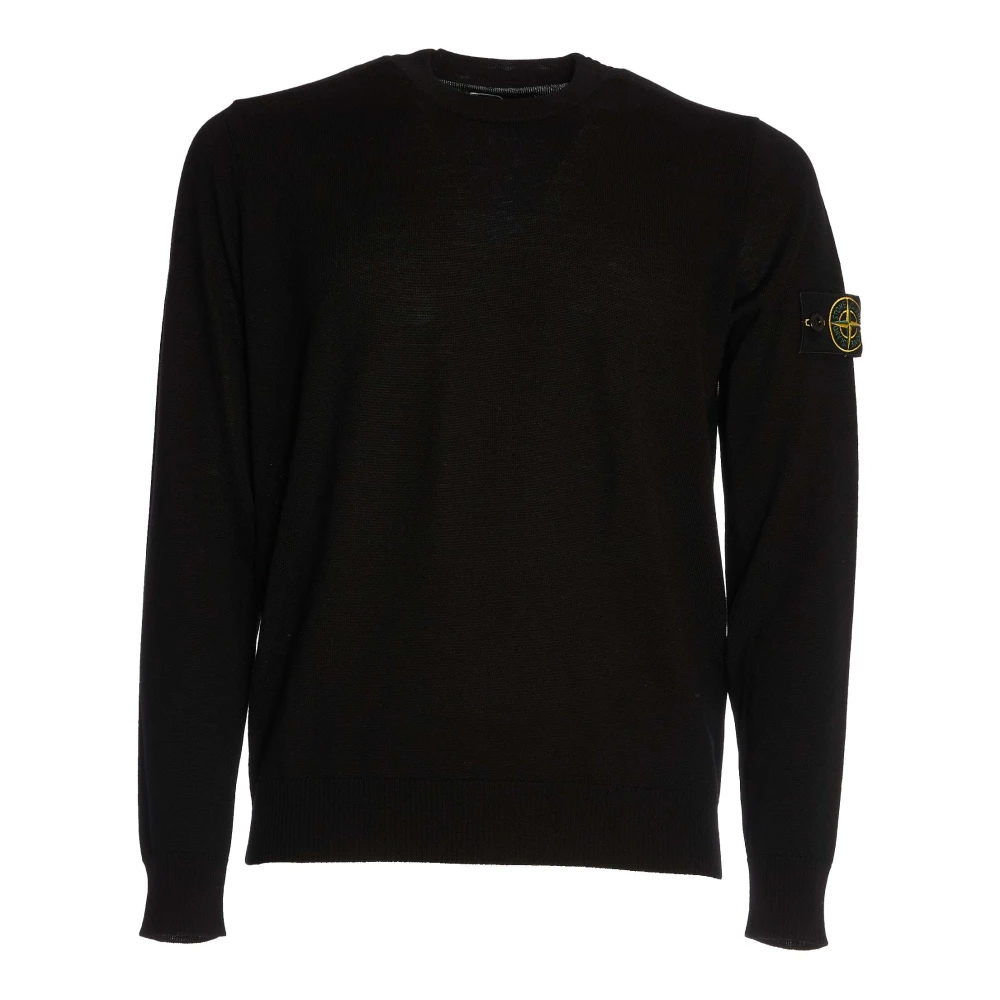 Stone Island Geribbelde Crew Neck Sweater Aw24 Black Heren