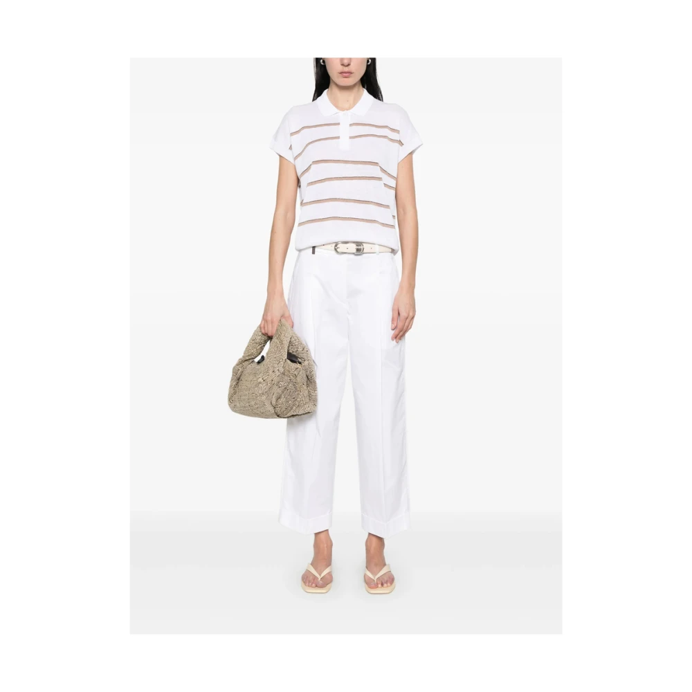 PESERICO Witte broek met knoopsluiting en zakken White Dames