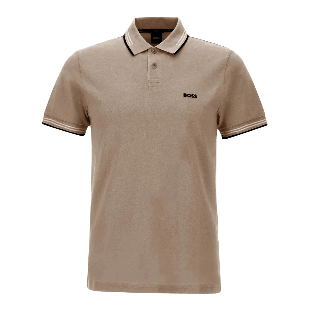 Hugo Men's Beige Polo Shirts, Xl, Stretch-Cotton Slim-Fit Polo Shirt