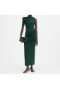 robe-drapee-vert-fonce