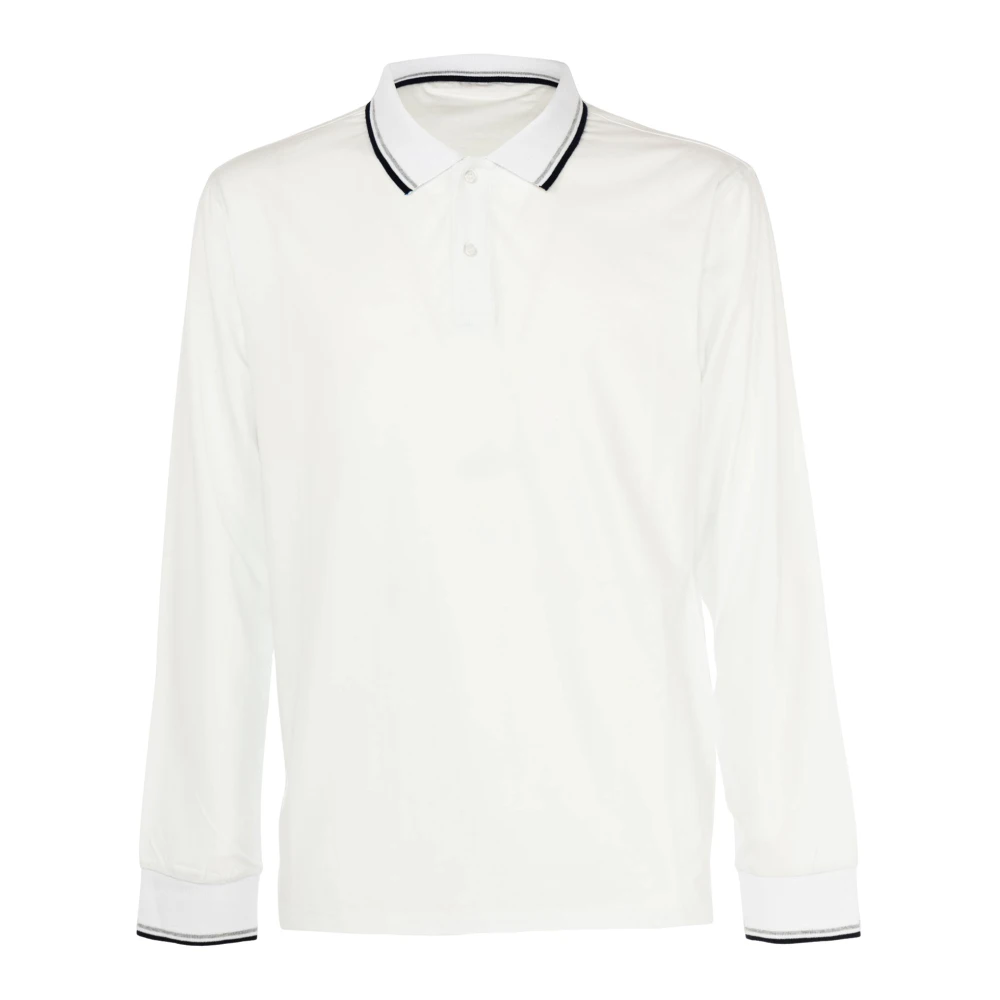 Cashmere Company Långärmad herr polo skjorta White, Herr