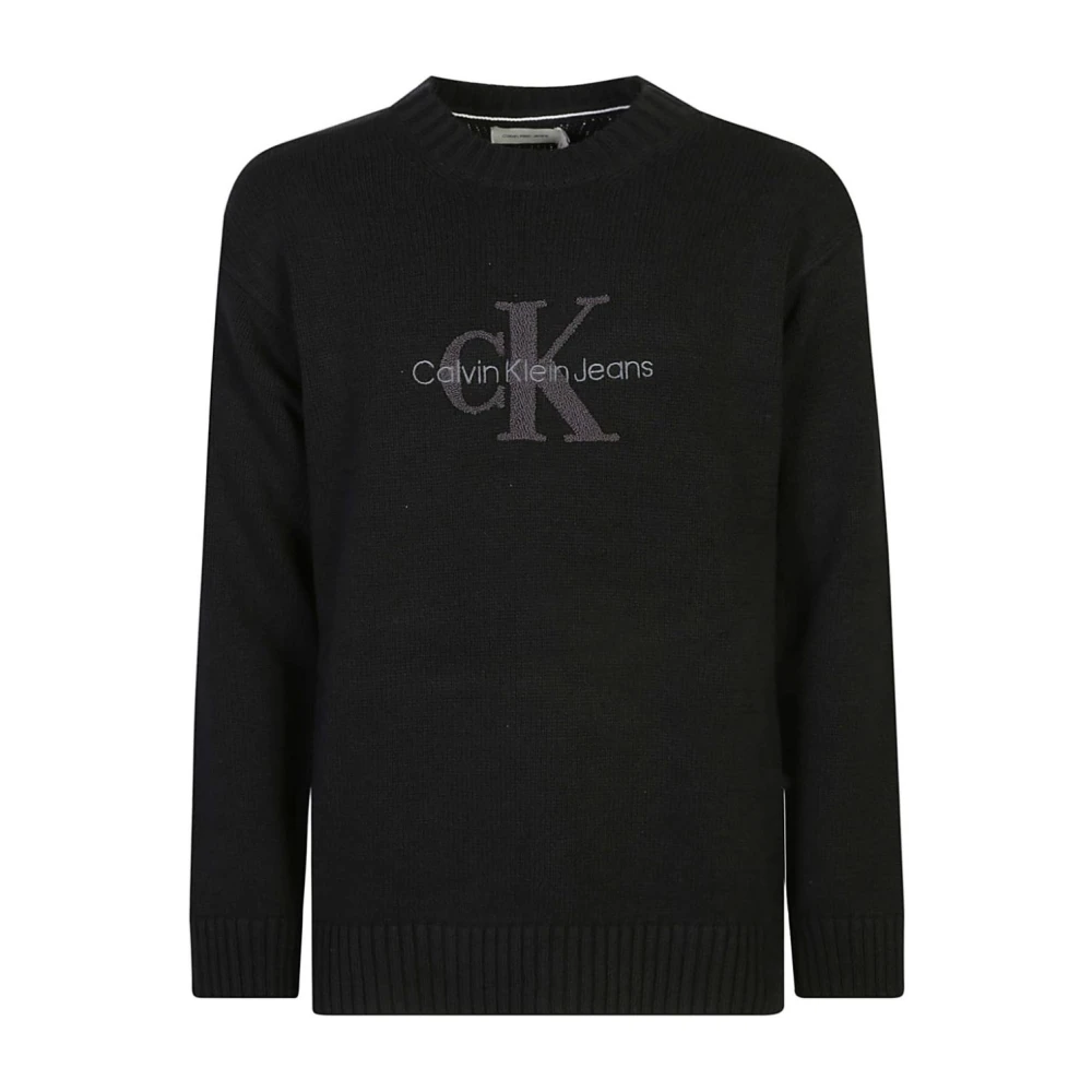 Calvin Klein Zwarte Crewneck Sweater CK Black BEH Black Heren