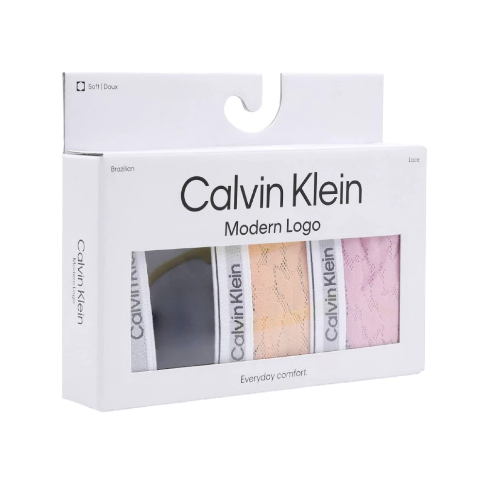 Calvin Klein 3-Pack Kanten Braziliaanse Slipjes in 3 Kleuren Multicolor Dames