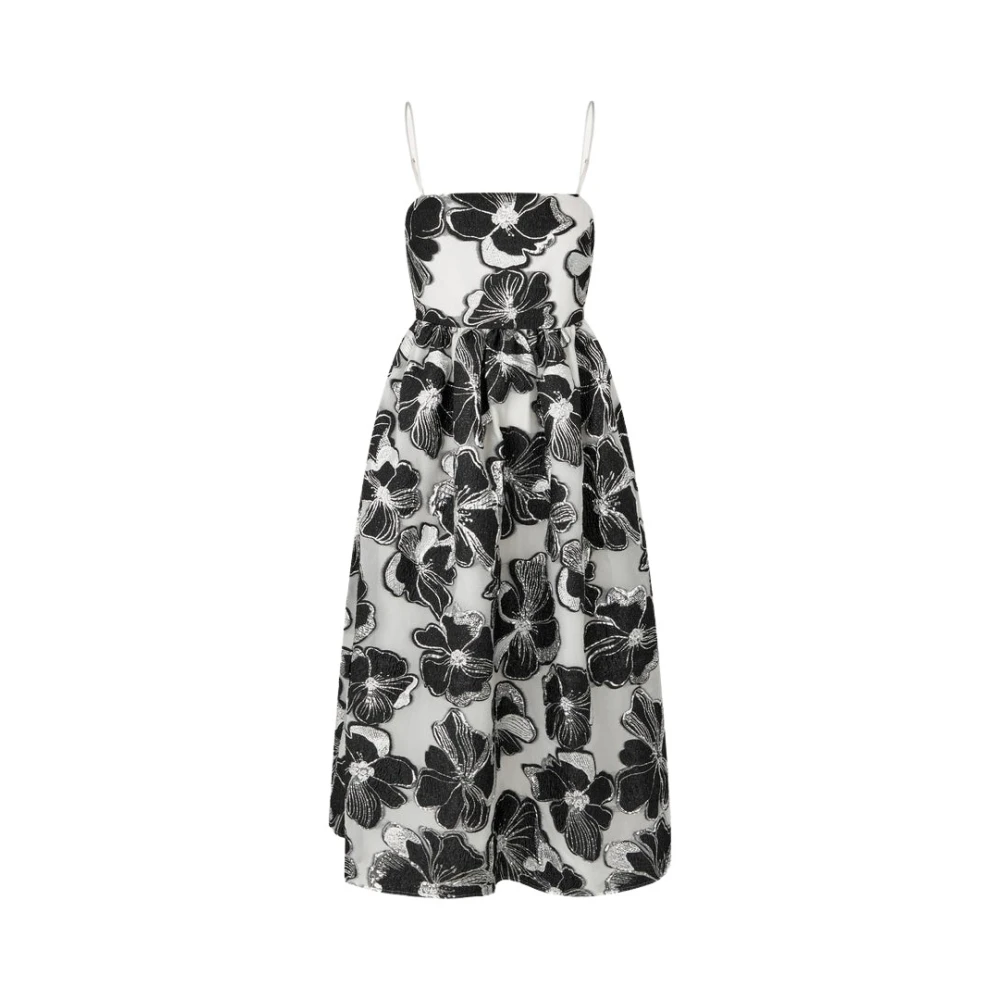 Stine Goya Anemone Jacquard Midi Jurk Black Dames