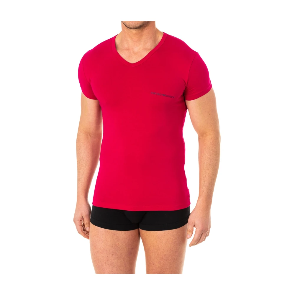 Emporio Armani Short-Sleeve V-Neck T-Shirt - Male - T-Shirts - Pink - 2XL - Tops