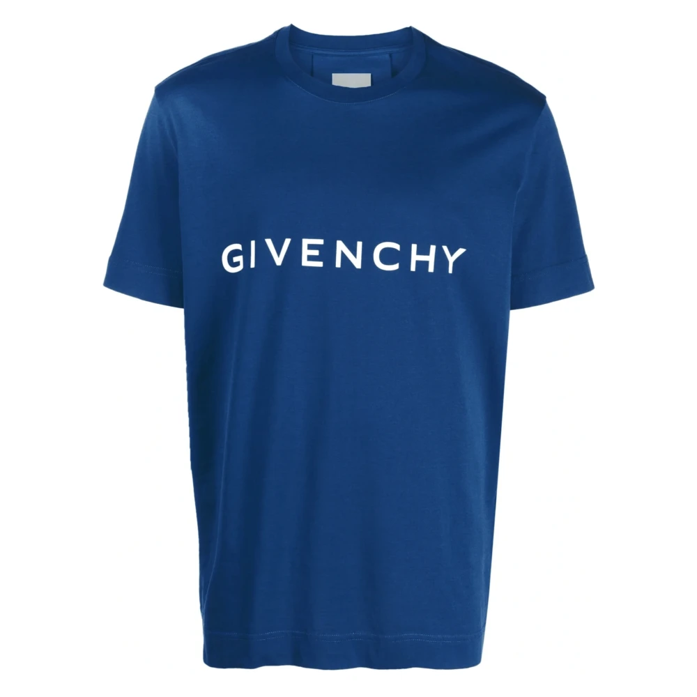 Givenchy Logo Bedrukt Slim Fit Blauw T-shirt Blue Heren