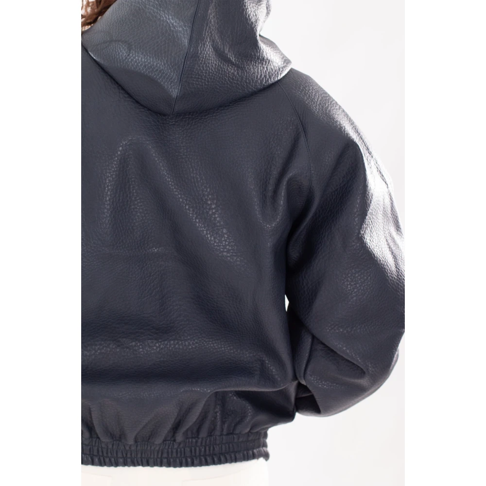 Arte Antwerp Blauwe Eco Leren Hoodie Jas Blue Heren