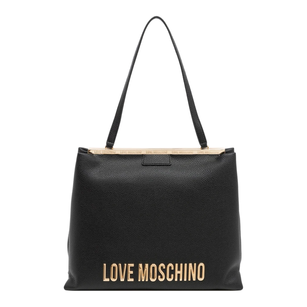 Love Moschino Logo Tote Tas met Kliksluiting Black Dames