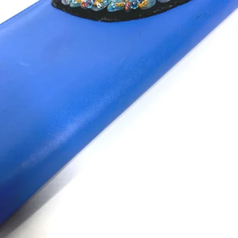 Dior Vintage Pre-owned Leather wallets Blue Dames