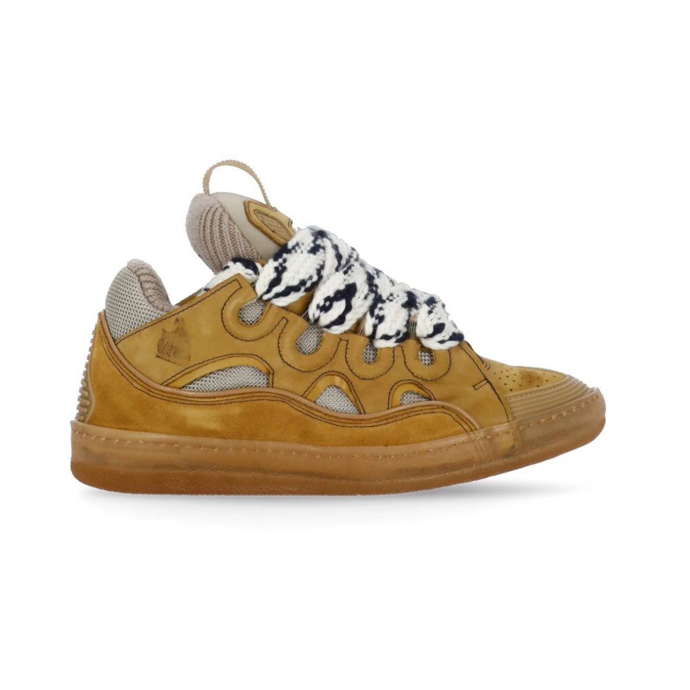 Lanvin Gele Leren Sneakers met Ademende Details Yellow Dames