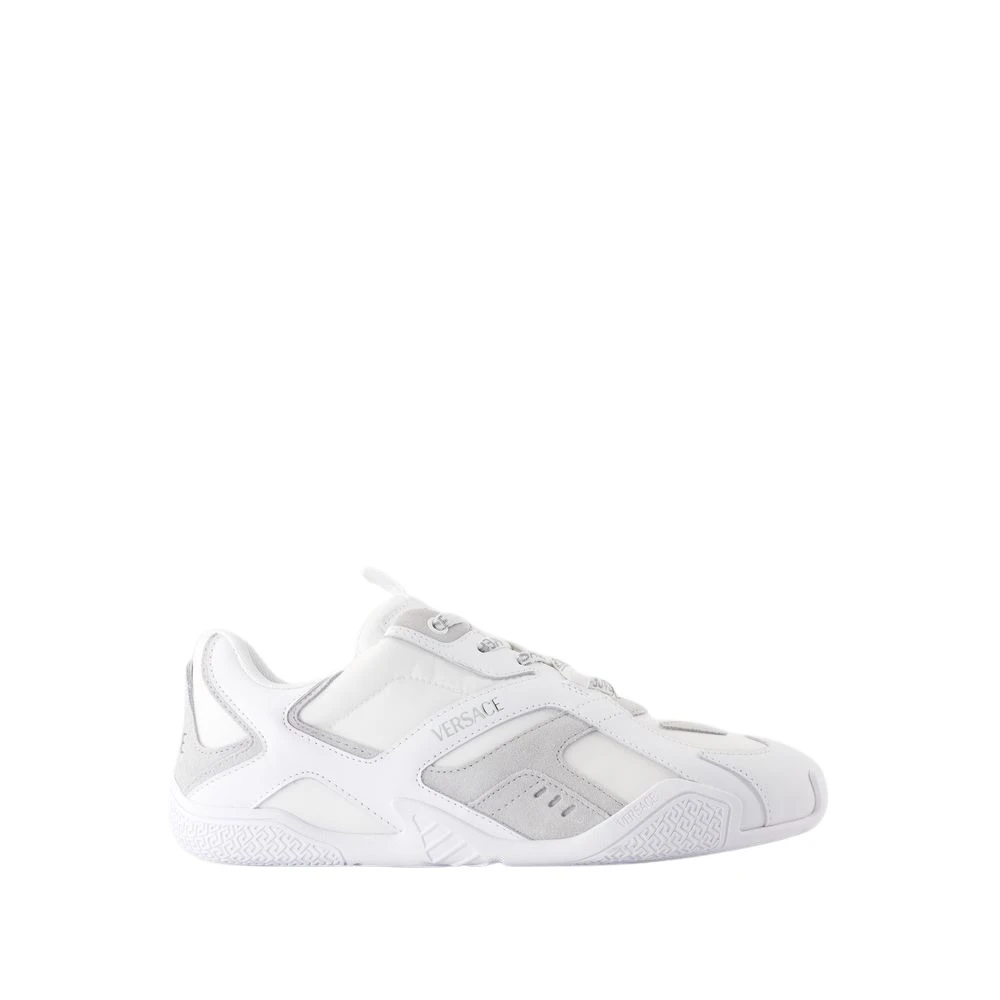 Versace Men's White Sneakers, 10 Uk, Leather Trainers - Round Toe