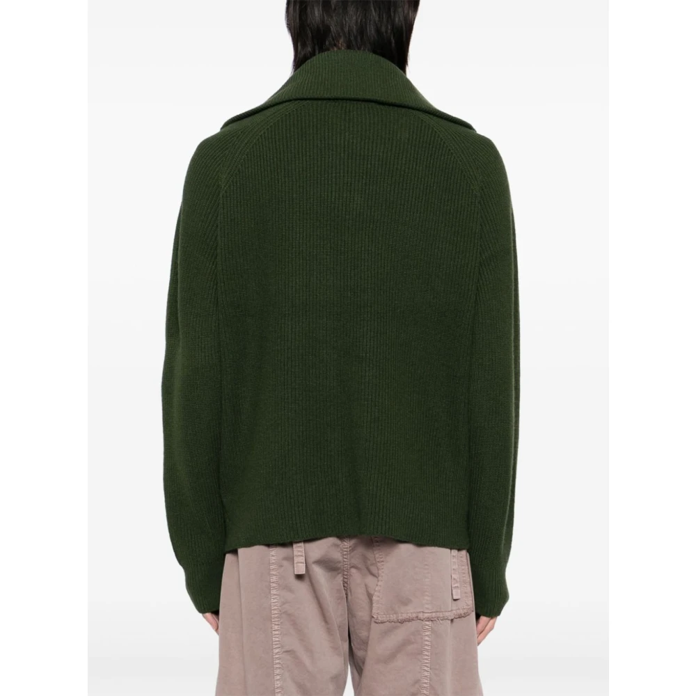 Maison Kitsuné Bosgroene Sailor Kraag Zip-Up Sweater Green Heren