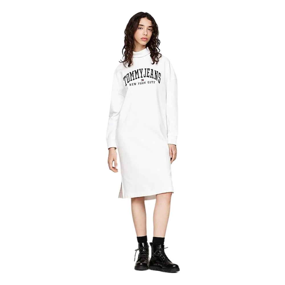Tommy Hilfiger Witte Katoenen Sweaterjurk White Dames