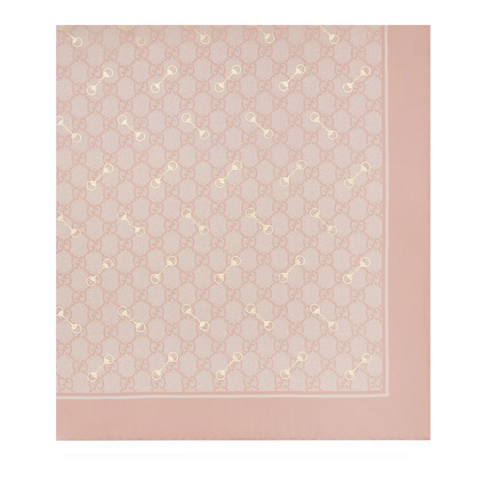 Gucci Roze Zijden Sjaal met Horsebit Print Pink Dames