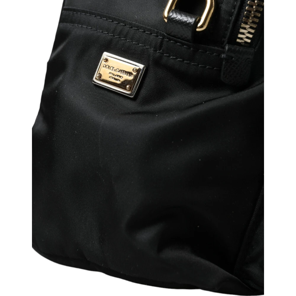 Dolce & Gabbana Elegante Zwart-Goud Detail Rugzak Black Dames