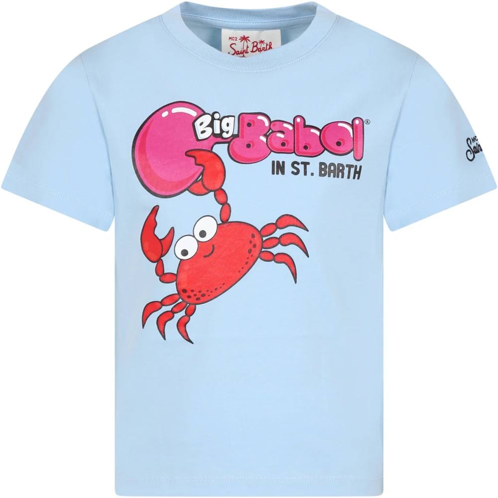 Lysblå Bomuld Krabbe T-Shirt