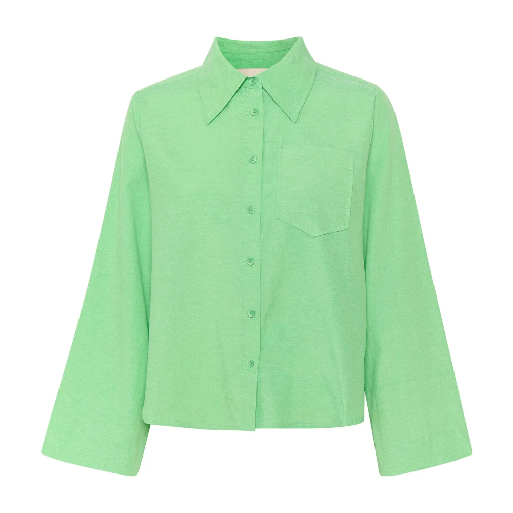 My Essential Wardrobe Ruimvallende Zeniamw Overhemdblouse Green Dames