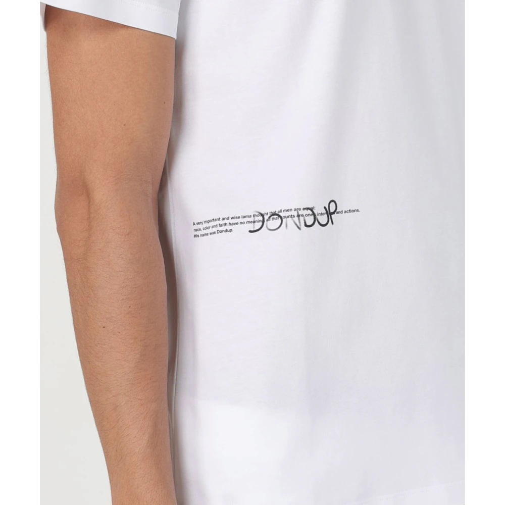 Dondup Katoenen Jersey T-shirt met Zijprint White Heren