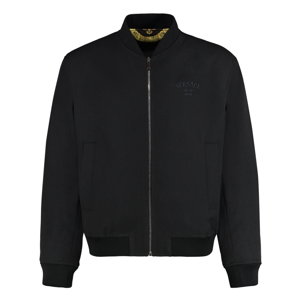 Versace Omkeerbare bomberjack met geribbelde randen Multicolor Heren