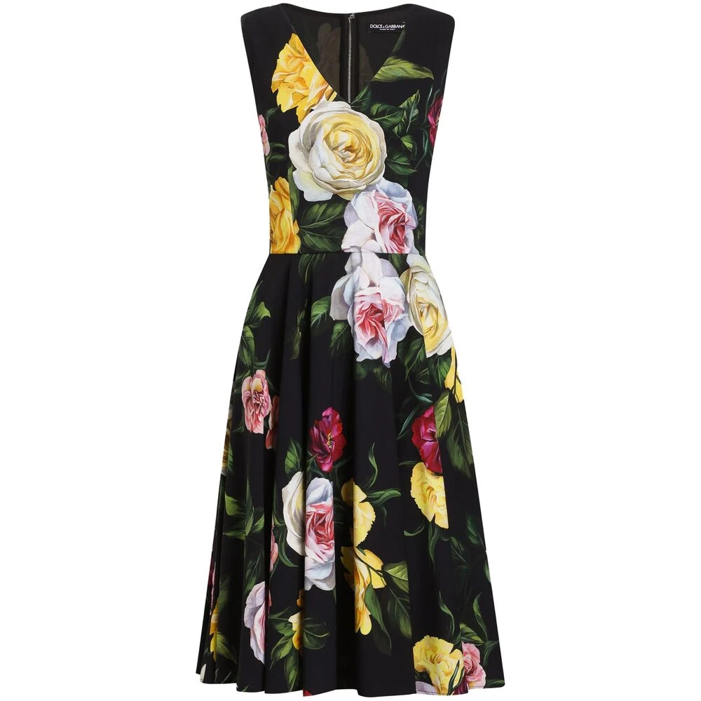 Dolce & Gabbana Bloemenprint V-hals Mouwloze Jurk Multicolor Dames