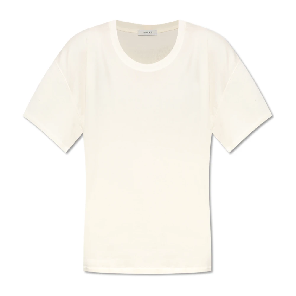 Lemaire Geribbelde katoenen ronde hals T-shirt Beige Dames