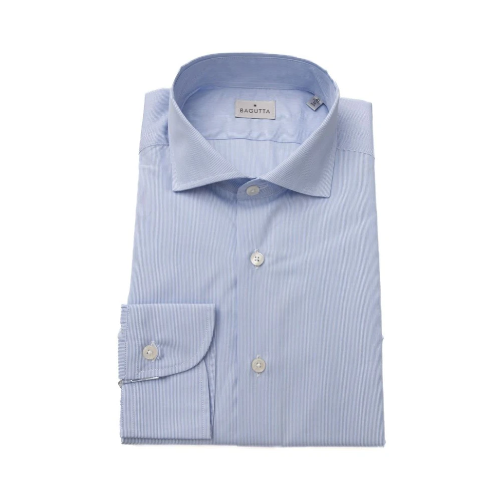 Bagutta Elegante lichtblauwe katoenen overhemd met Franse kraag Blue Heren