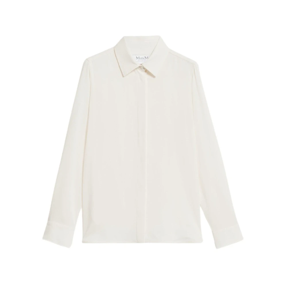 Max Mara Zijden blouse met verborgen knopen Beige Dames