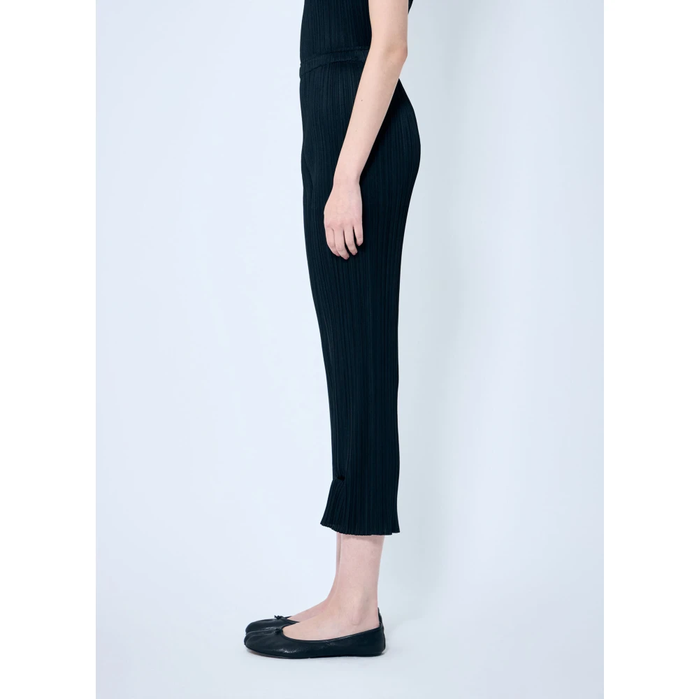 Issey Miyake Elastische Taille Geplooide Broek Black Dames