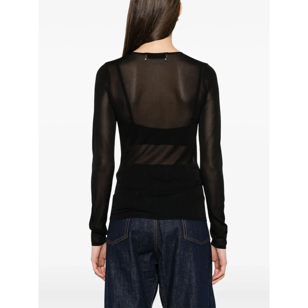 Golden Goose Long Sleeve Top Viscosa Knit Black Dames