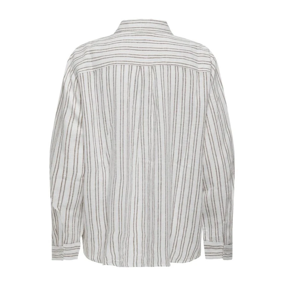 Only Gestreept lang mouw beige viscose shirt Beige Dames