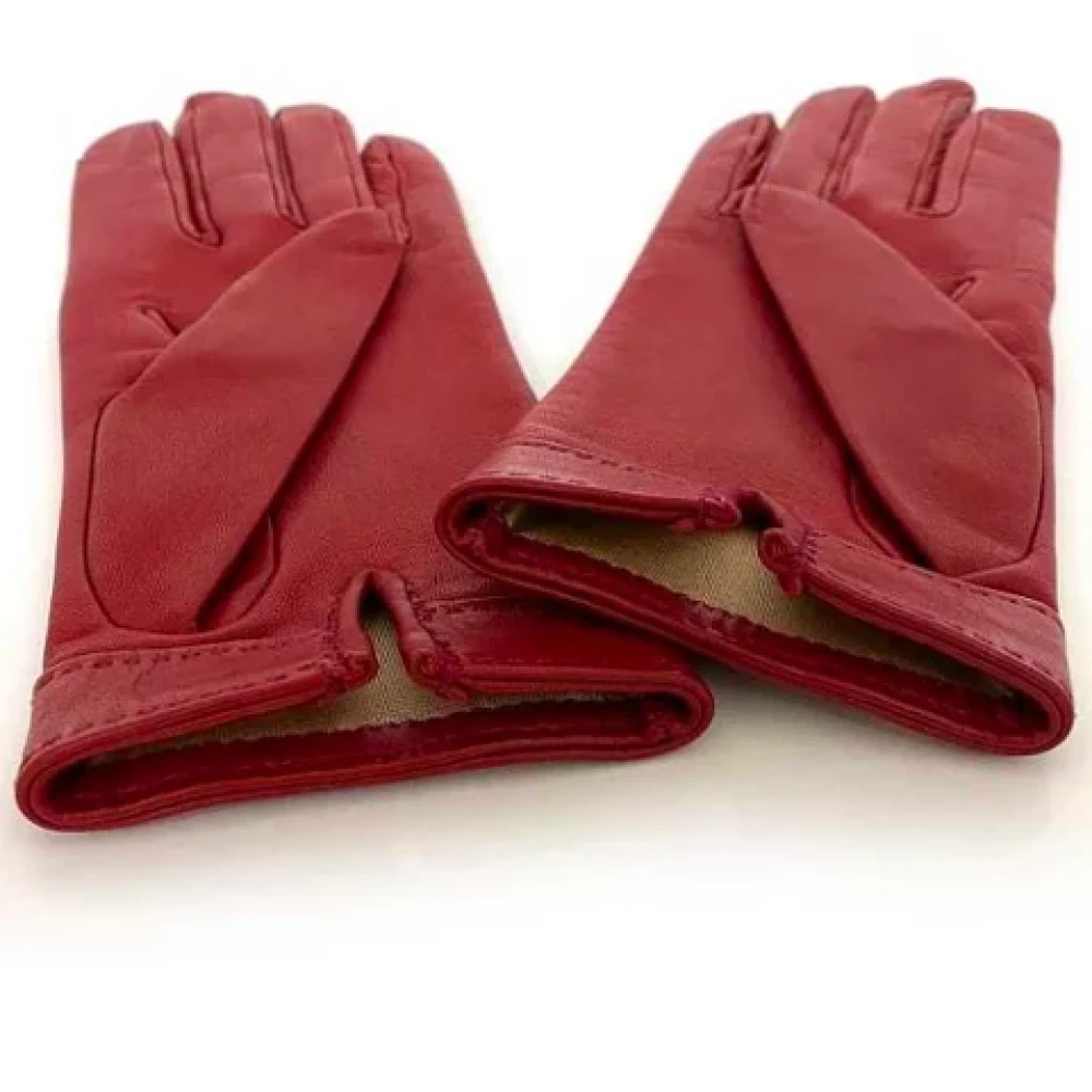 Hermès Vintage Pre-owned Leather gloves Red Dames