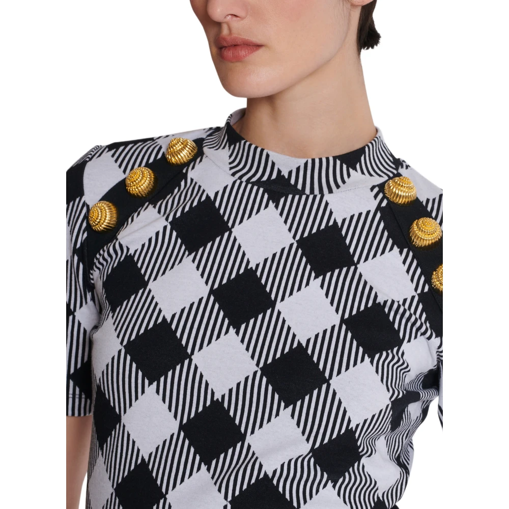 Balmain Gingham knoop T-shirt Multicolor Dames