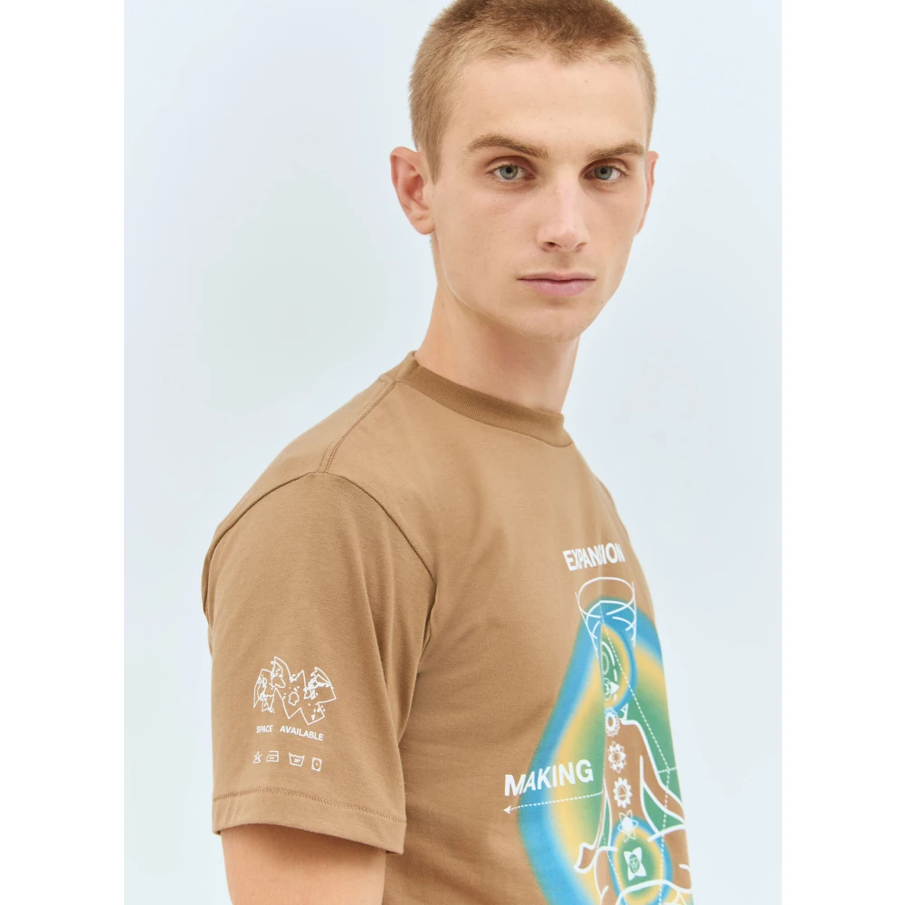 Space Available Grafische Print Katoenen T-shirt Brown Heren