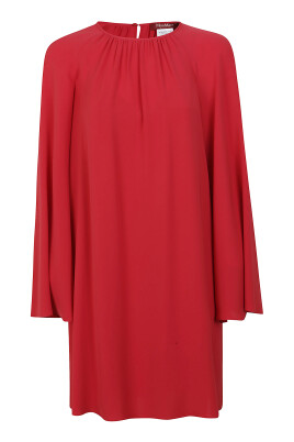 red-crepe-dress-with-flared-sleeve