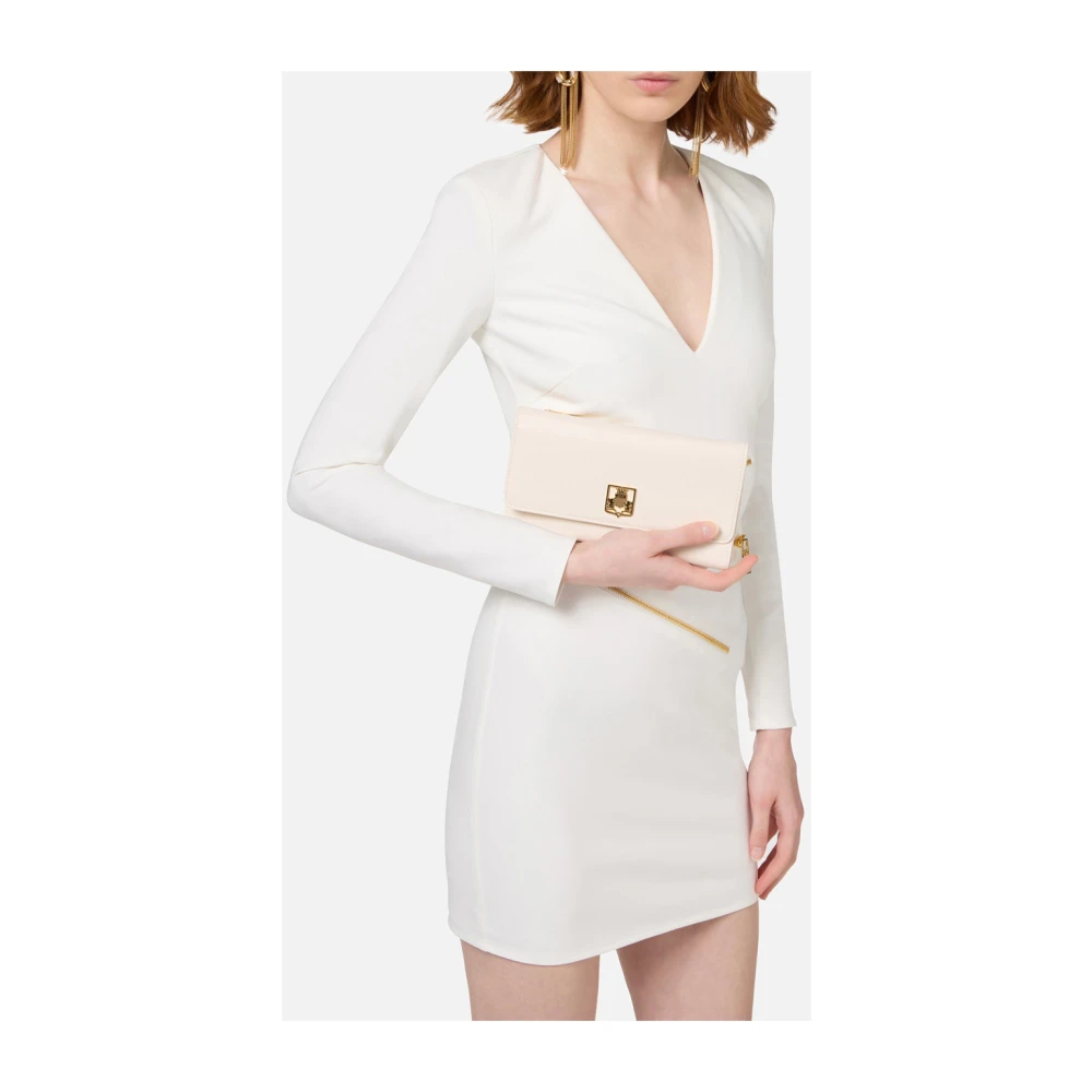 Elisabetta Franchi Synthetisch leren portemonnee met ritssluiting Beige Dames