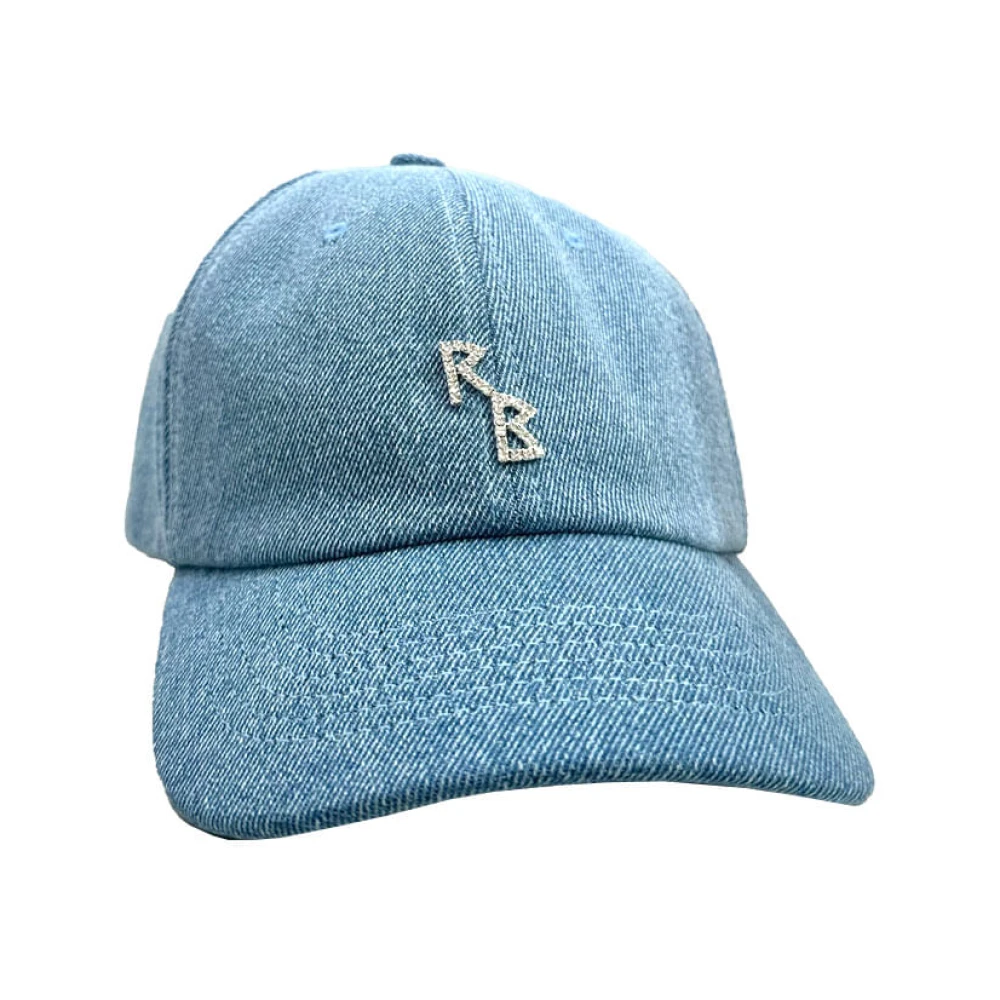 Ruslan Baginskiy Blue Hats & Caps, Female, One Size, Crystal-Embroidered Denim Baseball Cap