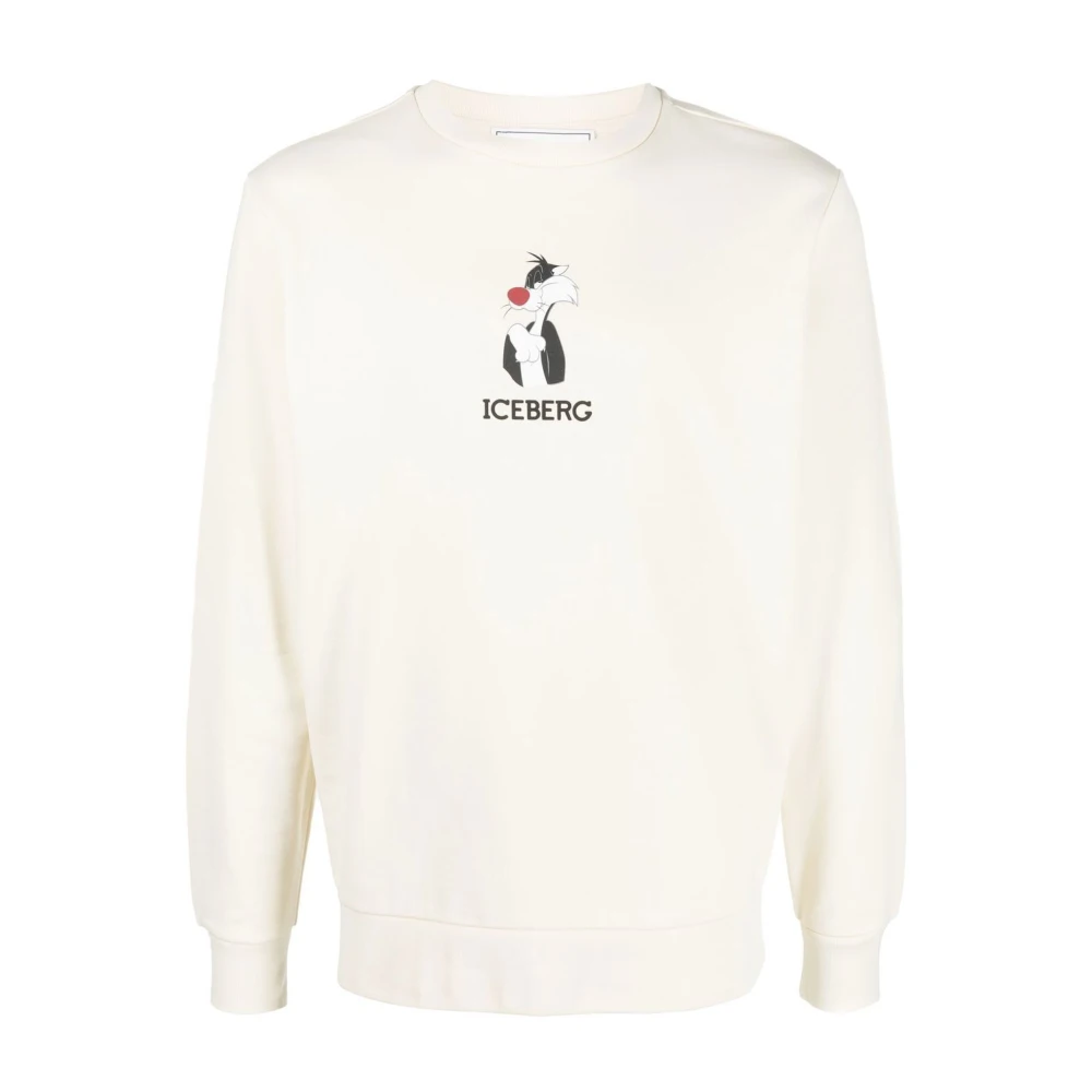 Logo-Print Crew-Neck Sweatshirt Beige