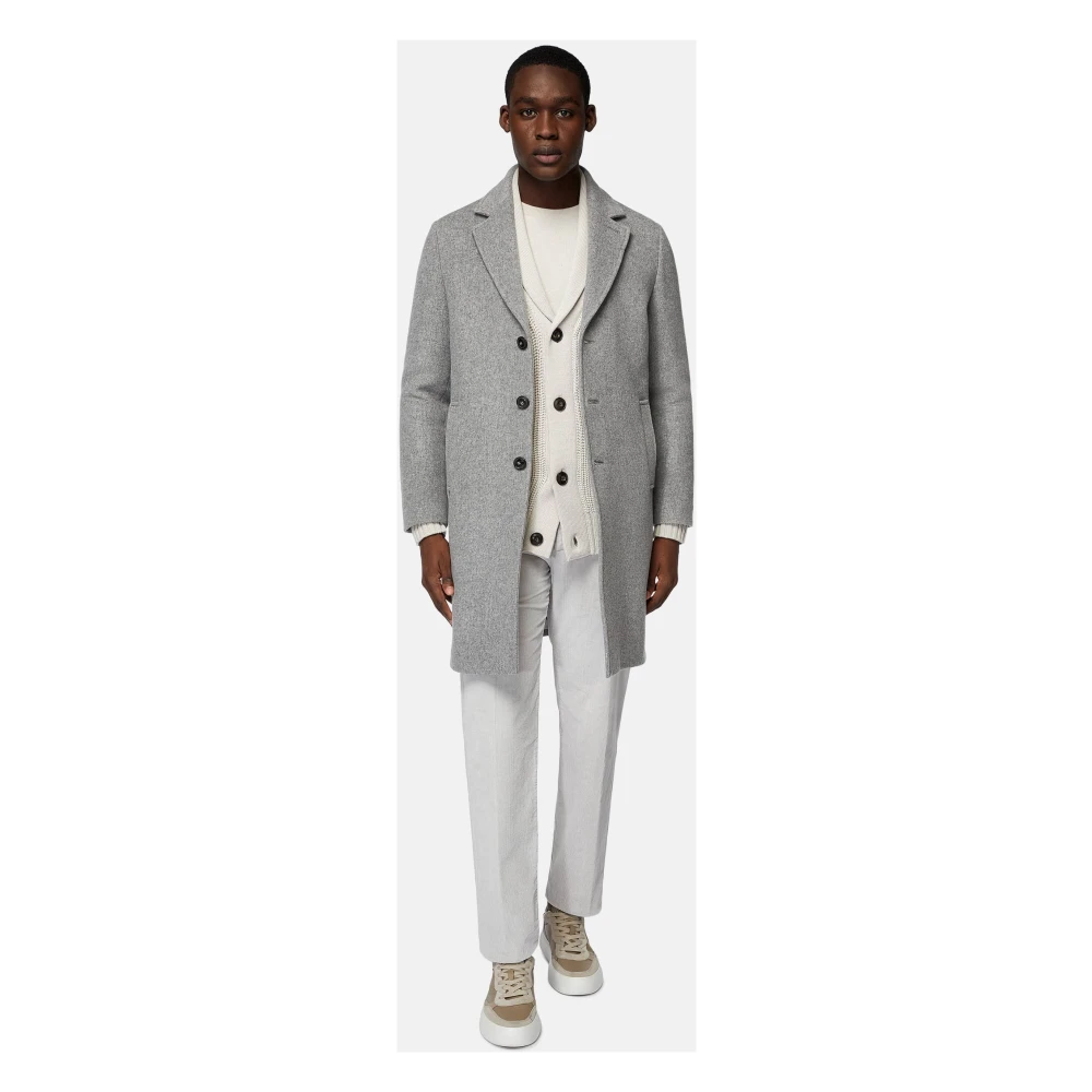 Boggi Milano Enkelrijige wollen jas Gray Heren
