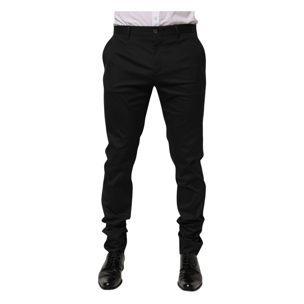 Dolce & Gabbana Men's Black Slim-Fit Trousers, L, Dress Trousers