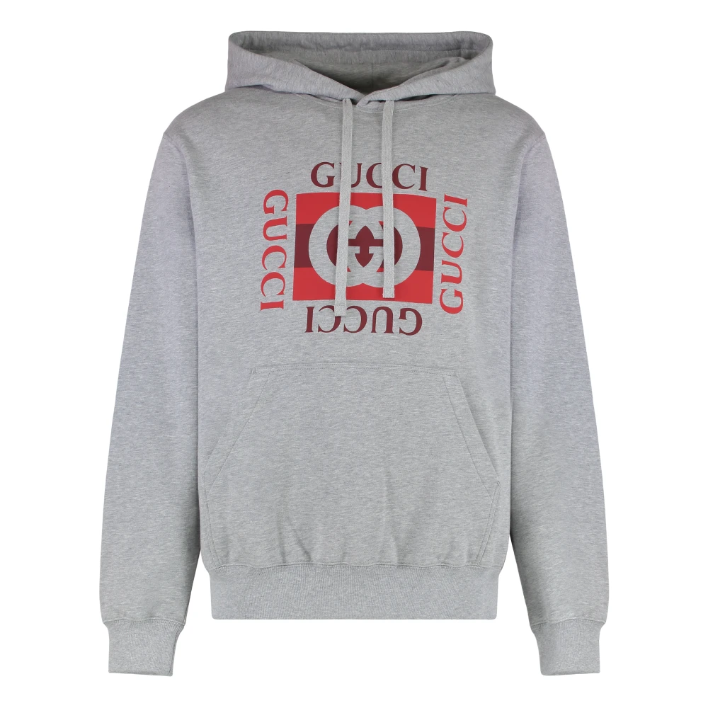 Gucci Gray Logo Print Hoodie - Male - Hoodies - L - Sweatshirts & Hoodies
