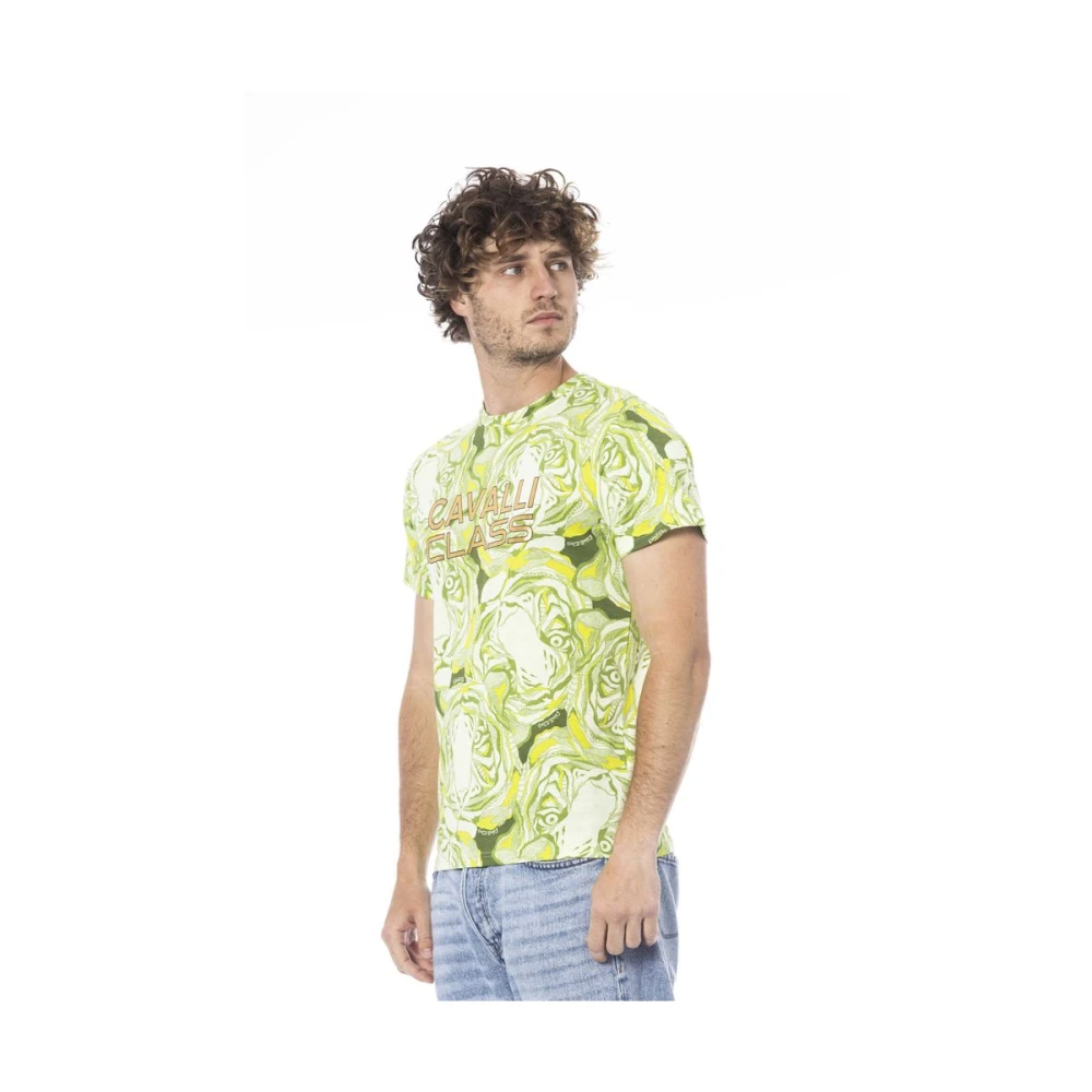 Cavalli Class Fantasy Print T-Shirt Green Heren